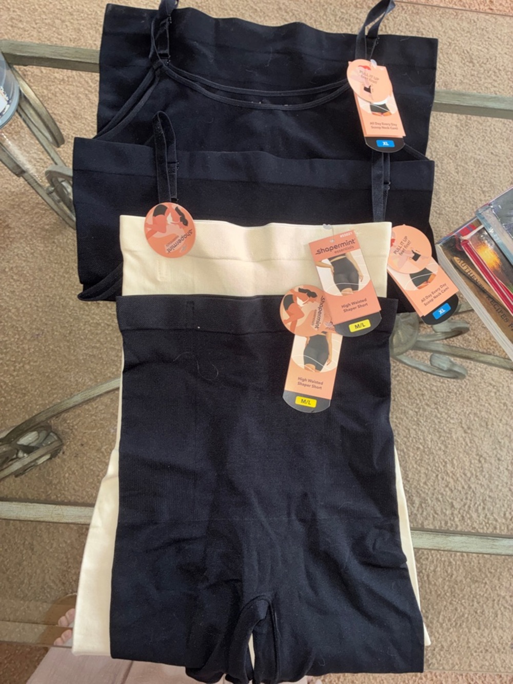 Shapermint High-Waist Shaper Shorts - Black & Cream (Set) Camis black 
BUNDLE